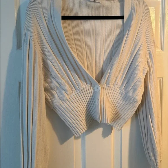 Wilfred Beige Ribbed Button-Up Cardigan - Picture 2 of 5